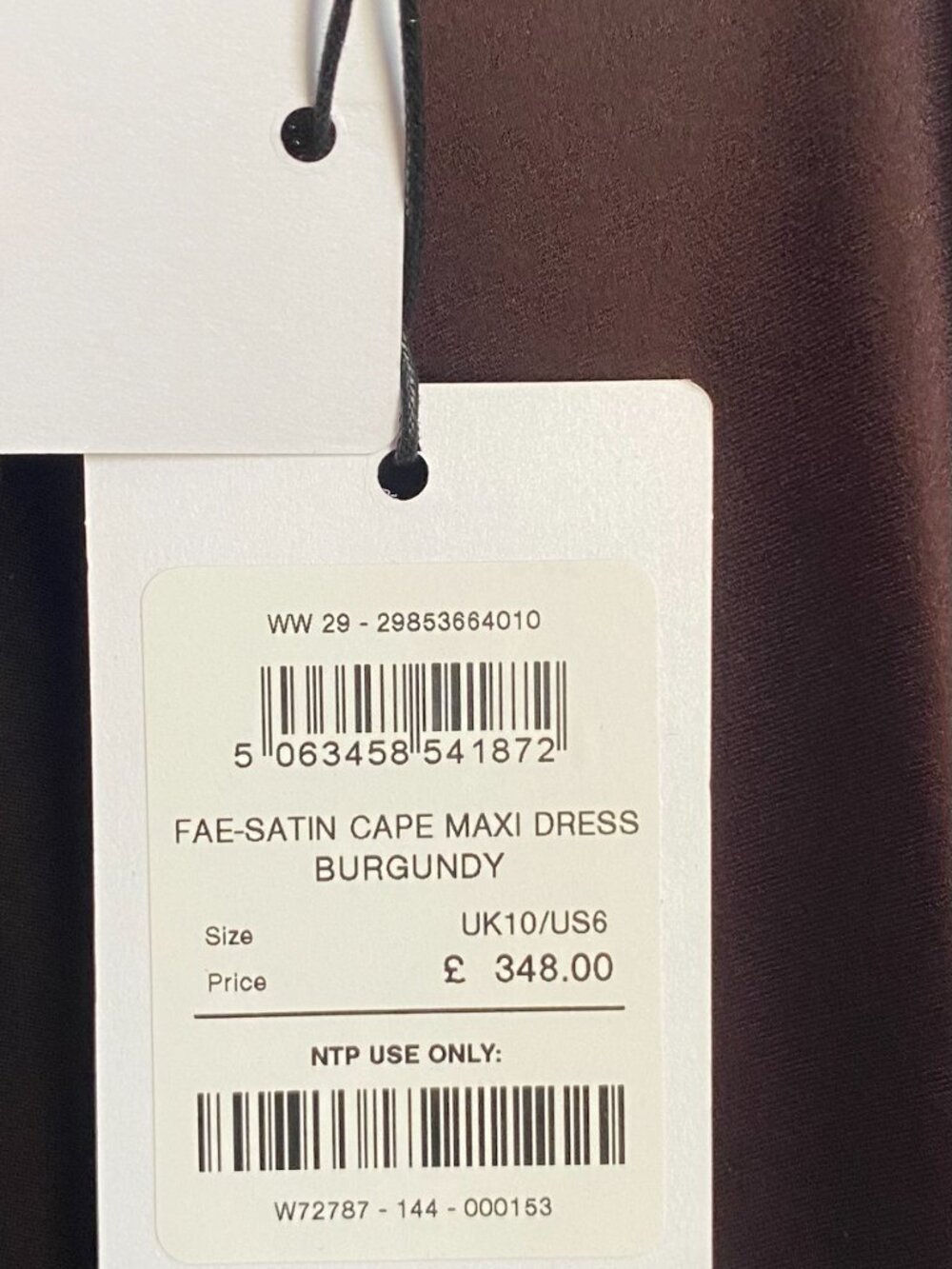 Never-Worn Reiss Satin Cape Maxi Dress in Burgundy Perfect for Fall Wedding - Picture 12 of 15